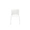 White chair, front view, minimalist design, wire frame, backrest with opening.