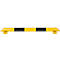 Yellow and black warning bar. Yellow, oblong shape with two black stripes. Small yellow feet at the bottom.