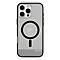 Ein iPhone 14 Pro in einer grauen Schutzhülle mit MagSafe-Funktion, Apple-Logo und schwarzem Rahmen.