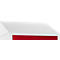 Close-up of a white cabinet with a red front.