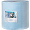 Blaue Tork Industrie-Wischpapierrolle auf weissem Hintergrund mit Produktetikett.