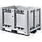 Industriebox, Euronorm, Volumen 470 l, bis 450 kg, stapelbar, mit 3 Kufen, geschlossen, L 1200 x B 800 x H 780 mm, Polyethylen, grau