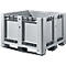 Industriebox, Euronorm, Volumen 610 l, bis 450 kg, stapelbar, mit 3 Kufen, geschlossen, L 1200 x B 1000 x H 780 mm, Polyethylen, grau