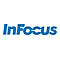 Blaues Logo der Marke InFocus auf weißem Hintergrund.