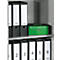 A steel cabinet with black folders and a green cassette. On the folders are white labels with the inscription FORMAT.