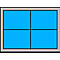 Square shape with blue-filled sections, divided into four equal parts by horizontal and vertical lines.