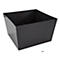 Square, black planter with slightly sloping sides, isolated on a white background.