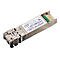 Ein silberner SFP-Transceiver mit Intel-Logo und Barcode-Etikett.