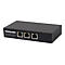 Schwarzer Intellinet 2-Port Gigabit High-Power PoE+ Extender Repeater vor weißem Hintergrund.