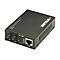 Schwarzer Ethernet-Medienkonverter mit AnschlÃ¼ssen und LED-Anzeigen. Aufschrift: Intellinet. UTP-Anschluss.