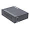 Schwarzer Intellinet Fast Ethernet WDM Media Converter mit Stromanschluss und seitlichen Lüftungsschlitzen.
