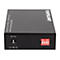 Schwarzer Intellinet Gigabit Ethernet Medienkonverter mit DC 5V Anschluss und rotem 4-fach DIP-Schalter.