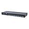 Schwarzer, rechteckiger KVM-Switch mit vielen AnschlÃ¼ssen und Schriftzug OPTIONAL IP LINK.