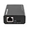 Schwarzer Intellinet PoE Splitter mit einem Ethernet-Anschluss, USB-C-Ausgang und einer Power-LED.