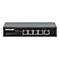 Grauer Intellinet 5-Port Gigabit-Switch mit PoE-Passthrough, Vorderansicht mit Netzwerkanschlüssen.