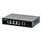 Schwarzer Intellinet Netzwerk-Switch mit fünf Ports und SFP-Anschluss vor weißem Hintergrund.