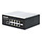 Schwarzer Intellinet Industrial-Switch mit acht PoE+-Gigabit-Ports und zwei SFP-Anschlüssen.