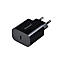 Schwarzes Ladegerät mit USB-C-Anschluss, Stecker, Schriftzug.