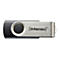 Intenso USB-Stick mit schwarzem Kunststoffgehäuse und schwenkbarem, gebürstetem Metallbügel.