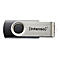 Intenso USB-Stick mit silberner Metall-Drehkappe und schwarzem Gehäuse.