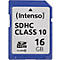 Blaue SDHC-Karte von Intenso, 16 GB, Klasse 10.