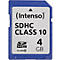 Blaue SDHC-Speicherkarte von Intenso, 4GB, Klasse 10.