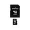 Schwarzer SD-Karten-Adapter mit eingelegter Micro-SD-Karte. Beide sind mit „Intenso“ und Spezifikationen beschriftet.