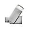 Silberner USB-Stick von Intenso, nah, mit Schlaufe.