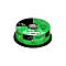 Un empilement de DVD verts et noirs, emballÃ©s dans un Ã©tui en plastique transparent. Un logo blanc est visible sur l'un des DVD.