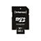 Schwarzer SD-Kartenadapter mit eingesteckter 128 GB MicroSD-Karte von Intenso.