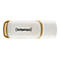 Ein USB-Stick von Intenso, weiß mit braunen Akzenten, Text: Intenso.