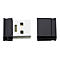 Kleiner, schwarzer USB-Stick mit abgenommener Schutzkappe vor weißem Hintergrund.