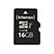 Schwarze Micro-SD-Karte mit weiÃŸer Schrift. Aufschrift: Intenso, Micro SDHC, 16GB, Class 10.