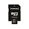 Schwarzer Intenso microSD-Adapter mit eingesteckter 64 GB Speicherkarte auf weißem Hintergrund.
