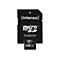 Eine schwarze Intenso Micro SD-Karte mit weißer Schrift, „(Intenso)“, „micro SD Adapter“ und „256GB“.