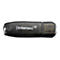 Schwarzer USB-Stick mit Intenso-Logo. Transparentes GehÃ¤use mit USB-Anschluss.
