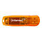 Orangener USB-Stick mit Aufschrift (Intenso). Rechts USB-Anschluss.