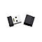 Ein kleiner USB-Adapter mit schwarzer Kappe, daneben eine weitere schwarze Schutzkappe.