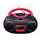 Schwarzer CD-Radio-Player mit rosa Akzenten und LED-Beleuchtung an den Lautsprechern.