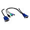 KVM-Kabel mit zwei blauen VGA-Steckern, einem USB-A-Anschluss sowie zwei PS/2-Steckern in Grün und Lila.
