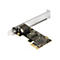 Schwarze PCI-Netzwerkkarte mit silbernem Slot-Blech und einem Magcom GT0001 Netzwerkport.