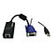 Schwarzer Dongle mit VGA- und USB-Anschluss vor weißem Hintergrund.