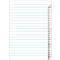 Papier ligné blanc avec un cadre bleu et une ventilation alphabétique rouge sur le côté droit.