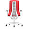 Interstuhl Bürostuhl PUREis3, feste Armlehnen, 3D-Auto-Synchronmechanik, Muldensitz, Polster-Netzrücken, feuerrot/weiß