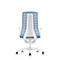 Interstuhl bureaustoel PUREis3, vaste armleuningen, 3D auto-synchroonmechanisme, kuipzitting, gazen rugleuning, pastelblauw/wit
