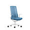 Interstuhl bureaustoel PUREis3, vaste armleuningen, 3D auto-synchroonmechanisme, kuipzitting, gazen rugleuning, pastelblauw/wit
