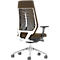 Interstuhl chaise de bureau JOYCE is3, mécanisme synchrone, accoudoirs, soutien lombaire FlexGrid, dossier résille, assise plate, gris clair/gris beige