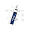 Blauer USB-Stick im Wasser. Aufschrift: datAshur PRO, USB 3.0. An einer Metallschlaufe mit schwarzem Verschluss.