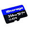 Eine Micro-SD-Karte von iStorage mit 256 GB, blau-schwarzes Design.