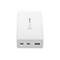 Chargeur blanc avec ports, étiqueté : j5create 185W GaN. Avec 3 ports : PD 140W, PD 45W et 12W.